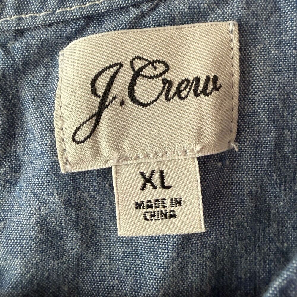 J.Crew Denim Chambray Shift Dress Size XL 100% Cotton Sleeveless Jumper Pockets - Picture 6 of 8